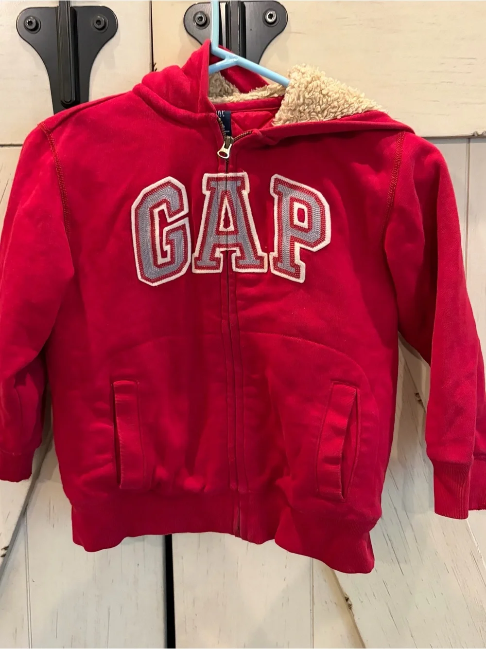 GAP Red Zip-Up Hooded Sweatshirt Size 6-7